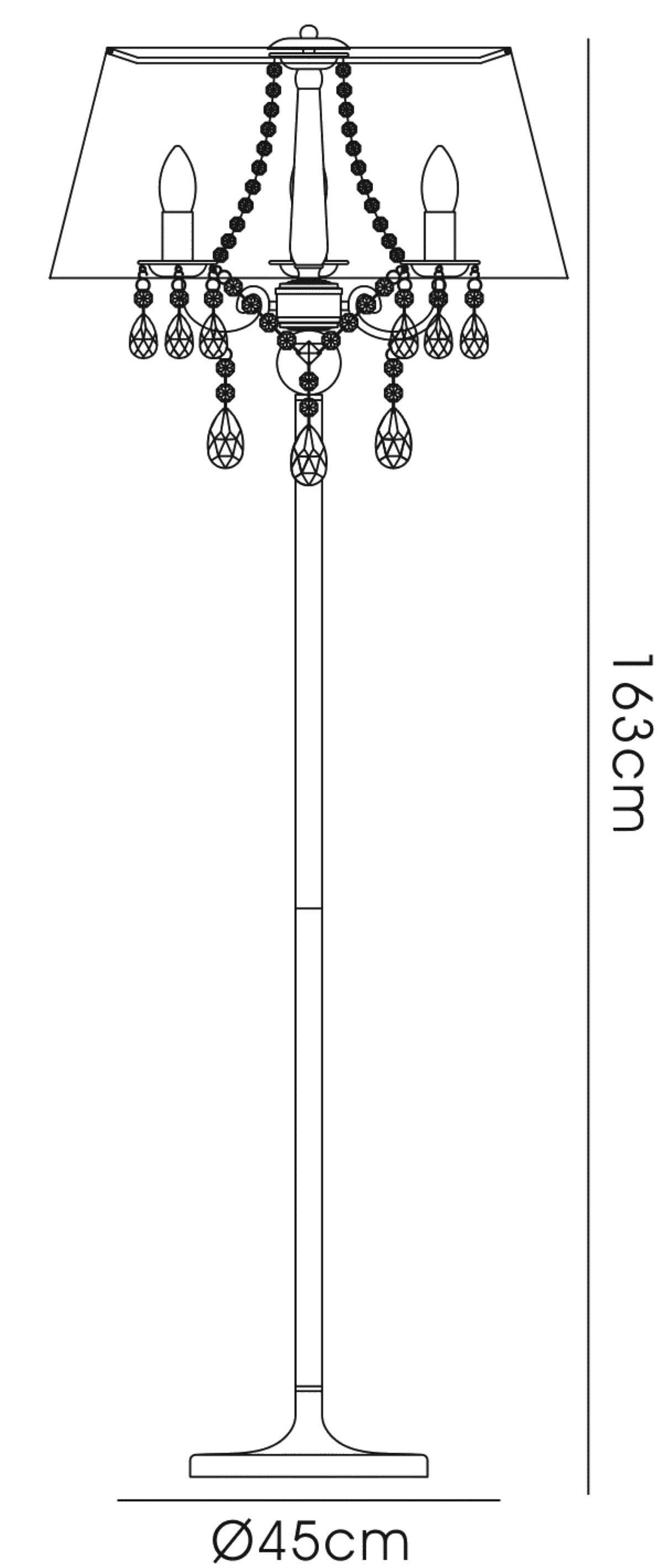 IL30066/CR  Olivia Crystal 163cm Floor Lamp 3 Light